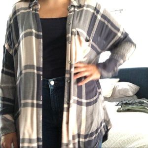Free People Oversized Flannel Button Down